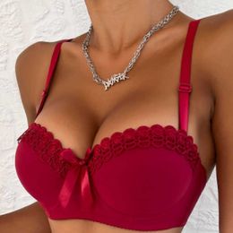 Girls Bra Embroidered Butterfly with Steel Rings Underwear Anti slip Fashion Womens Sexy Large Chest Show Small Bra