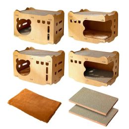 Mats Cat Scratcher 2In1 Multipurpose Cat House Claw Safe Natural Recycled Materials Scratch Textures