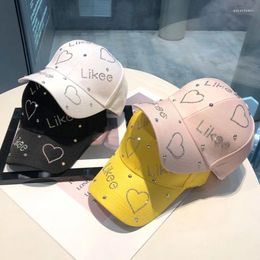 Ball Caps Hat Female Rhinestone Letter Love Cap Baseball Korean Version Sunscreen In Spring And Summe