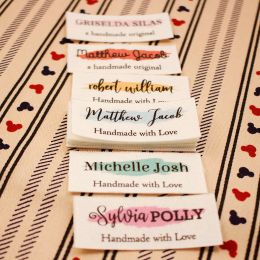 accessories 20x50mm Iron On Labels,Cotton With Logo or Text Sewing Label,tags for knitted things,Custom,Personalizada,handmade teg,gift tags