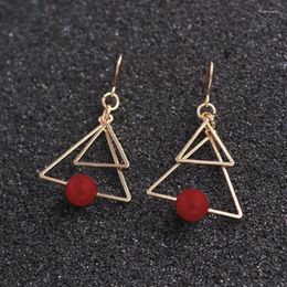 Stud Earrings Punk Design Fashion Round Bead Geometric Double Size Triangle Women Party Jewelry Pendientes Brincos Wholesale