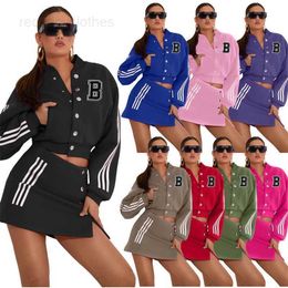 Two Piece Dress Women Sports Set Designer Tracksuits Jacket Baseball Shirt Letter B Printed Ladies Outfits 8 Colours 2024