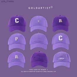 Ball Caps Purple Hat Light Purple Softtop Baseball C Hard C Yam Beret Fishermans Hat Knit Hat Woman L240314