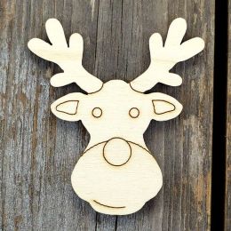 Crafts Wooden Reindeer Head Smiling Comic Shapes Plywood Christmas Decoration