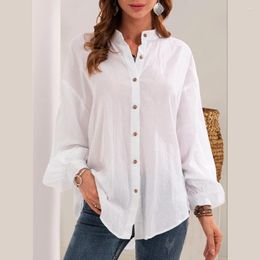 Women's Blouses Spring Autumn Cotton Linen Loose Leisure Thin Shirts And Turn Down Collar Long Sleeve Shirt For Women Tops 2024