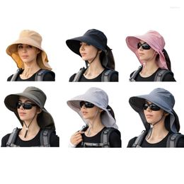 Berets Women Wide Brim Sun Hat With Neck Flap Breathable UV-Protection Dropship