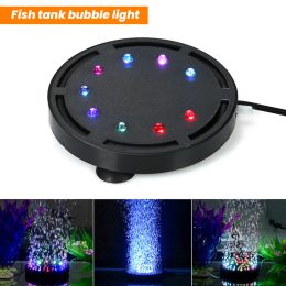 Lightings LED Fish Tank Bubbler Lamp Waterproof Aquarium Lighting Submersible Round Air Bubble Light Colorful Pool Barbot Lighting Decor