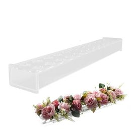 Acrylic Clear Rectangular Flower Vase 24-slot Flower Arrangement Vase Modern Wedding Centrepiece Home Dining Table Decoration 240312