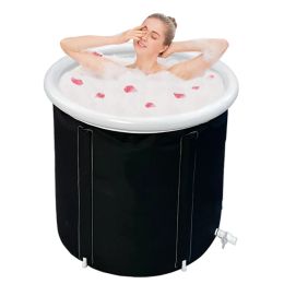 Bathtubs Black Bubble Bath Bucket Folding Adult Portable Bathtub Household PVC Inflatable SPA Ice Bath Challenge Ice Therapy