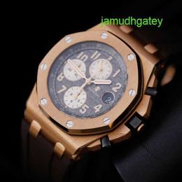 AP Mechanical Watch Pilot Watch Royal Oak Offshore 26470OR Elephant Grey Men's Watch 18k Rose Gold Automatic Mechanical Swiss Watch Luxury Gauge 42mm