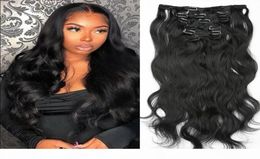 Clip in 100 Human Hair For Black Women Extensions Body Wave Clip Ins Natural Black Colour 7 Pieces And 120g Set Remy Brazilian Hai8154097