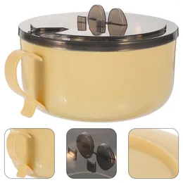 Dinnerware Sets Stainless Steel Instant Noodle Cup Lunch Container Lunchbox Bowl With Handle Soup
