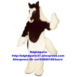 Mascot Costumes Black White Long Fur Steed Courser Bronc Bronco Broncho Horse Pony Mascot Costume Adult Promotion Ambassador Giftware Zx1444