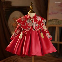 Girl Dresses Chinese Style Baby Year Greeting Dress Autumn Catch First Birthday Children's Cheongsam High-end