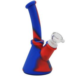 6.5inch Silicone Beaker Bong Dab Rigs Water Pipe Unbreakable Oil Rig With Silicone Downstem 14mm Glass Bowl