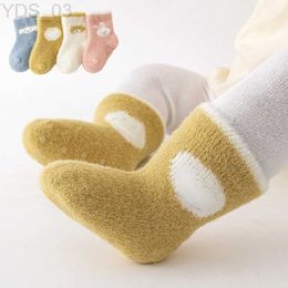 Kids Socks 0-3Y Baby Socks Winter Newborn Thick Warm Foot Sock Kid Coral Fleece Cartoon Cotton Sox For Girl Boy Middle Tube Socks 2023 NEW YQ240314