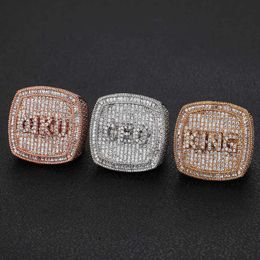 Jewellery DIY Letter Hip Hop Trendy Brand Personalised Copper Set Zircon Men's Ring