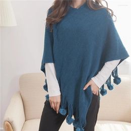 Scarves Autumn Winter Shawl Woolen Hanging Ball Irregular Scarf Edition Solid Color Knitted Pullover Natural Sweet Cloak Wrap