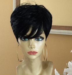 Short Pixie Cut Wig Straight Brazilian Remy Hair 150 Density lace front Human Hair Wigs For Women8412163