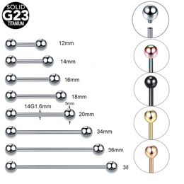 10Pcslot G23 Tongue Piercing Internal Thread External Nipple Ring Industrial Barbell Earring Helix Tragus 240311