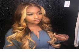 Honey Blonde Full Lace Human Hair Wigs Coloured 360 Lace Frontal Wig 13x4 Lace Front Human Hair Wigs Laces Wig1504045790