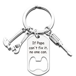 Tag Bottle Opener Letter Keychain Hammer Screwdriver Wrench charms Dad Tool Keyring Father's Day Gift Metal Key Rings Holder