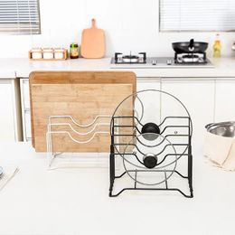 Kitchen Storage Simple Wrought Iron Multi-layer Pot Cover Rack Bold Countertop Chopping Board