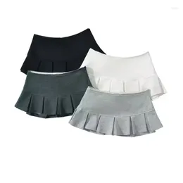 Skirts Summer Mini Harajuku Vintage Kawaii Black Korean Fashion White For Women Preppy Style Skirt Pleated Knitted