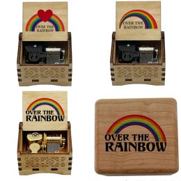 Boxes Somewhere Over the Rainbow Music Box Wooden wind up Gifts Birthday Gift Mother's Day Mom Mama Parents Children christmas gift