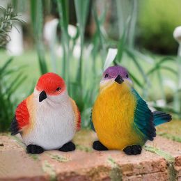 Sculptures 2x Resin Birds Figures Art Decor Crafts Birds Sculpture Garden Birds Statue for Plant Cabinet Garden Home Ornament