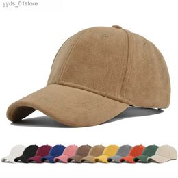 Ball Caps Fashion Suede Baseball Cs For Men Women Autumn Winter Solid Retro Snback Hip Hop Hat Unisex Street Adjustable Sun Visor Cs L240314