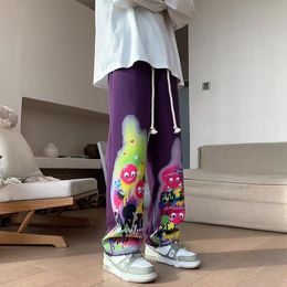 Graffiti Pink Pants Fall Fashion Wear Straight Leg Slacks with Sweatpants