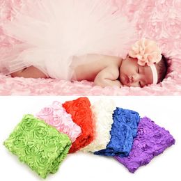 Blankets 10 Colours Baby Pography Po Props 3D Rose Flower Backdrop Beanbag Blanket Rug Background Cloth