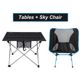 Furnishings Outdoor Foldable Table Portable Camping Furniture Ultralight Aluminium Computer Bed Tables Climbing Hiking Picnic Folding Chair