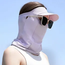 Scarves Summer Face Mask With Glasses Hole UV Protection For Women Silk Cover Womne Sun Hat Gini