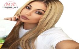 Lace Front Wig Ombre T1b27 Silky Straight Pre Plucked Hairline Brazilian Virgin Human Hair Wig9919223