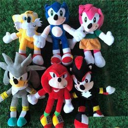 Stuffed Plush Animals 20Cm Super The Hedgehog P Soft Toys Shadow Amy Rose Knuckles Tails Peluche Dolls Gift For Kids Drop Delivery Gif Otolv