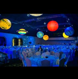 wholesale Custom made 4mD (13.2ft) with blower inflatable Jupiter ball with led lights/giant nine Solar System planet balloon for hanging decoration