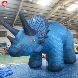 Outdoor Activities promotion Free Door Ship 8m Long Blue Triceratops Replica Inflatable Dragon Model for Sale