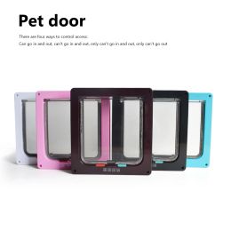 Cages Pet Dog Flap Door Smart Security 4 Way Lock ABS Kitten Plastic Door Controllable Switch Direction Dog Cat Gate S/M/L/XL 5 Colours