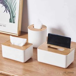 Tissue Boxes Napkins Desktop Tissue Paper Box Remote Control Storage Rack Wooden Cover Napkin Case Square Plastic Tissues Holder Kitchen Living Room