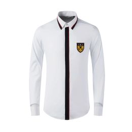 High Quality Luxury Jewelry Embroidery Shirts Custom Sizes Long Sleeve White Slim Fit Men'S Shirt School Uniform Shirt