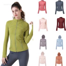 Active Shirts Tees Yoga Fitness Outfit Lulemen Womens Designer Sport Jacket Stand-up Collar Half Zipper Long Sleeve Tight Yogas Shirt Gym Thumb Athtic Coat Clothing