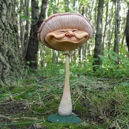 Sculptures Mushroom Statue Garden Ornaments,Funny Human Face Mushroom Figurines,Miniature Garden Statue Fairy Outdoor Yard Lawn Decoration