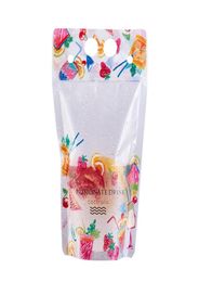 500ml Fruit pattern Plastic Drink Packaging Bag Pouch for Beverage Juice Milk Coffee with Handle and Holes for Straw8952134