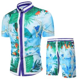Designer Suit Chinese Style Mens Patterned Short Sleeved Shirt Set Beach Tourist Oversized Clothing 0d0y