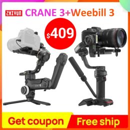 Heads Zhiyun Crane 3S Pro Weebill 3 3Axis Camera Gimbal Handheld Stabiliser 6.5KG DSLR Camcorder Video Cameras Weebill s power plus