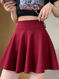Skirts High Waist Mini 2024 Summer Shorts Womens Fashion School Korean Style Red Black Pleated Female