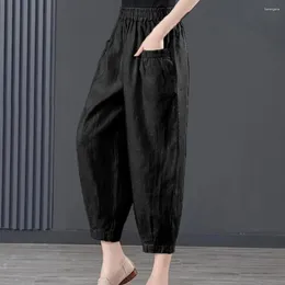 Women's Pants Trousers Elastic High Waist Harem For Women Solid Color Wide Leg Long Streetwear Style Spring Summer
