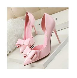 HBP Non Brand Womens high heels elegant sweet bow high heels stiletto heels shallow cut side openwork single shoes